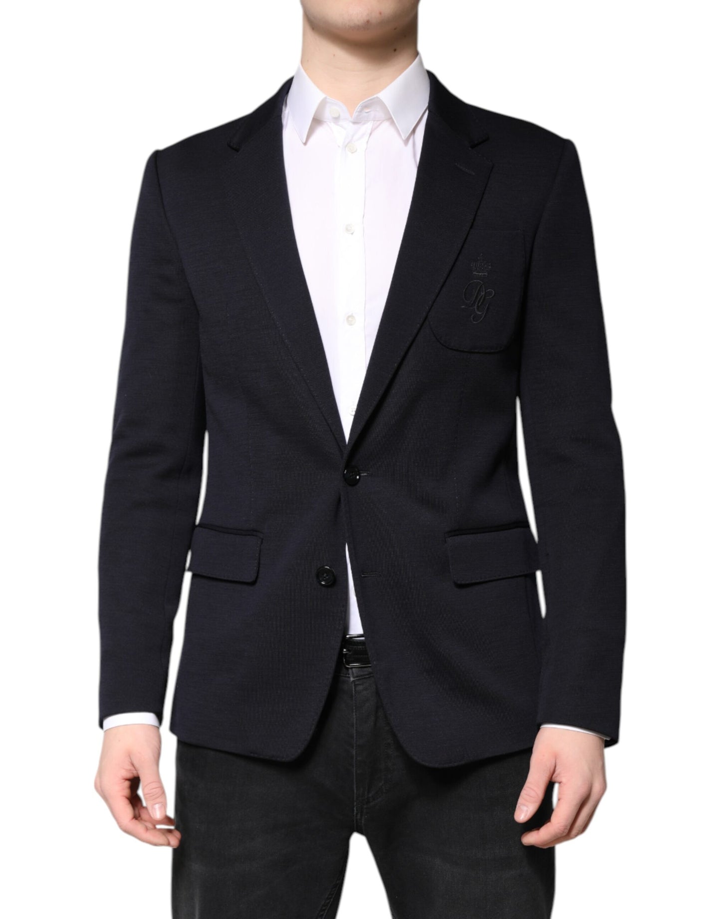 Dolce &amp; Gabbana, veste de costume noire en laine, à simple boutonnage.