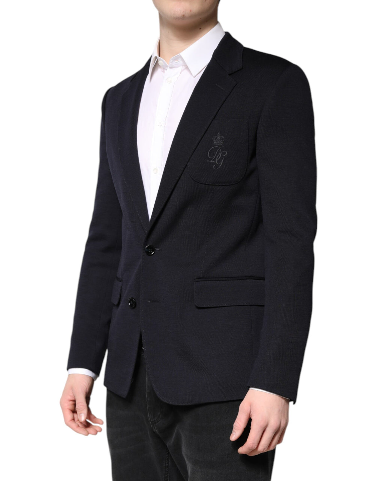 Dolce &amp; Gabbana, veste de costume noire en laine, à simple boutonnage.