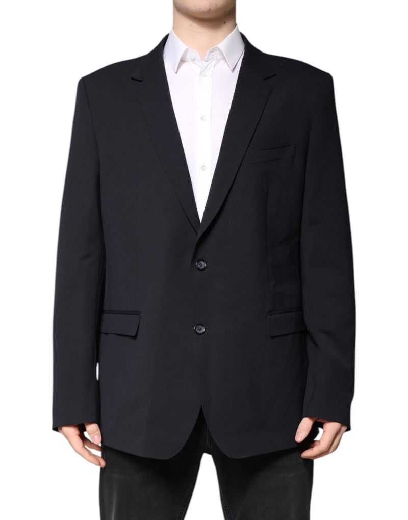 Dolce &amp; Gabbana donkerblauwe wollen, enkelgeknopte blazer.