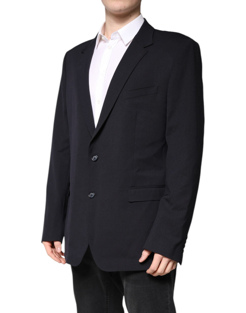 Dolce &amp; Gabbana donkerblauwe wollen, enkelgeknopte blazer.