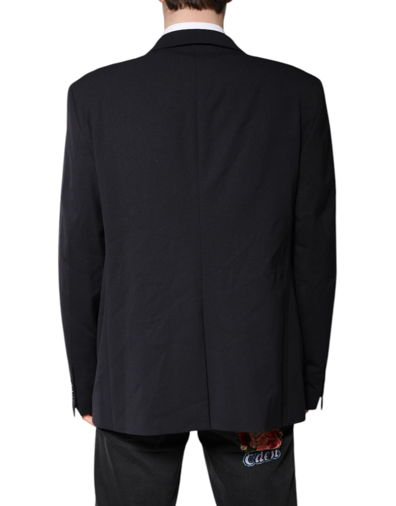 Dolce &amp; Gabbana donkerblauwe wollen, enkelgeknopte blazer.