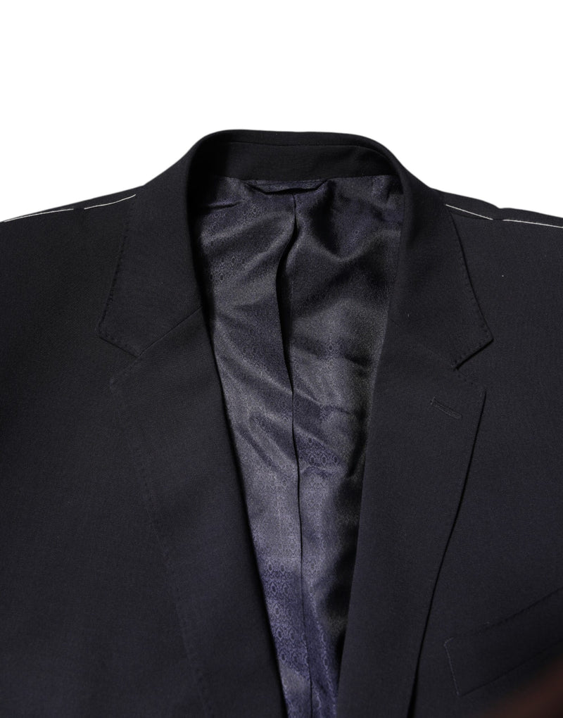 Dolce &amp; Gabbana donkerblauwe wollen, enkelgeknopte blazer.