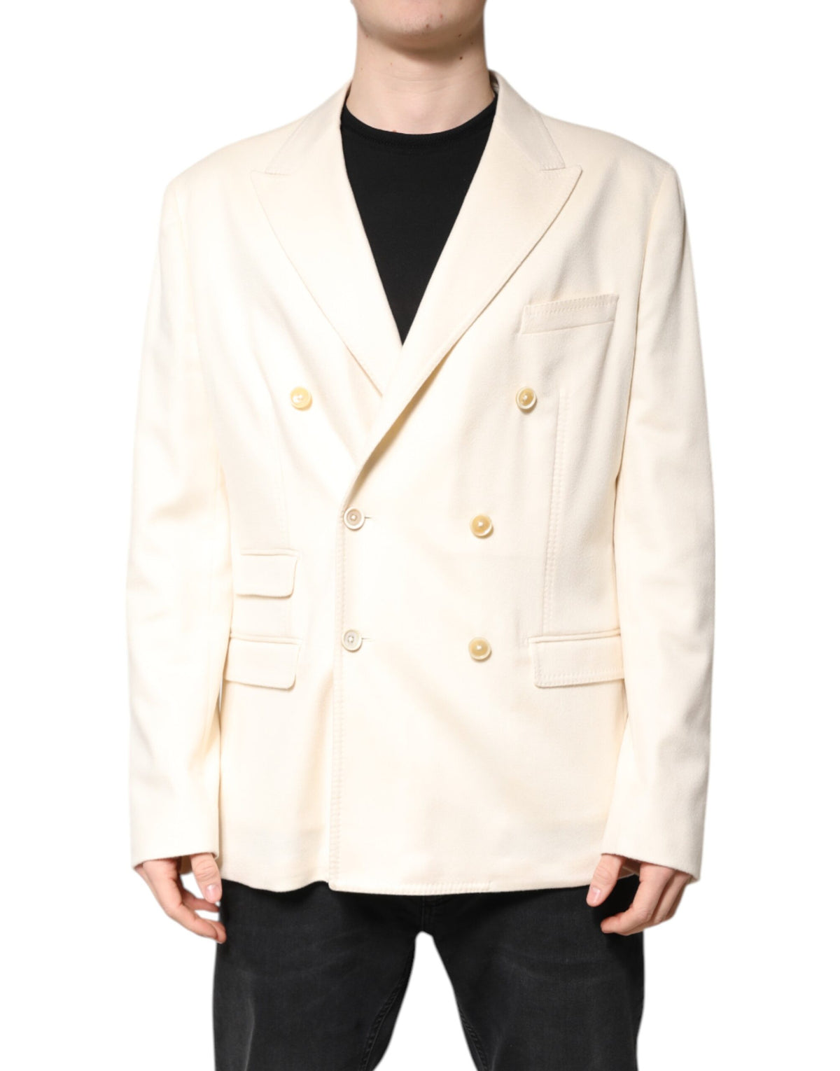 Dolce &amp; Gabbana, blazer beige en cachemire, à double boutonnage