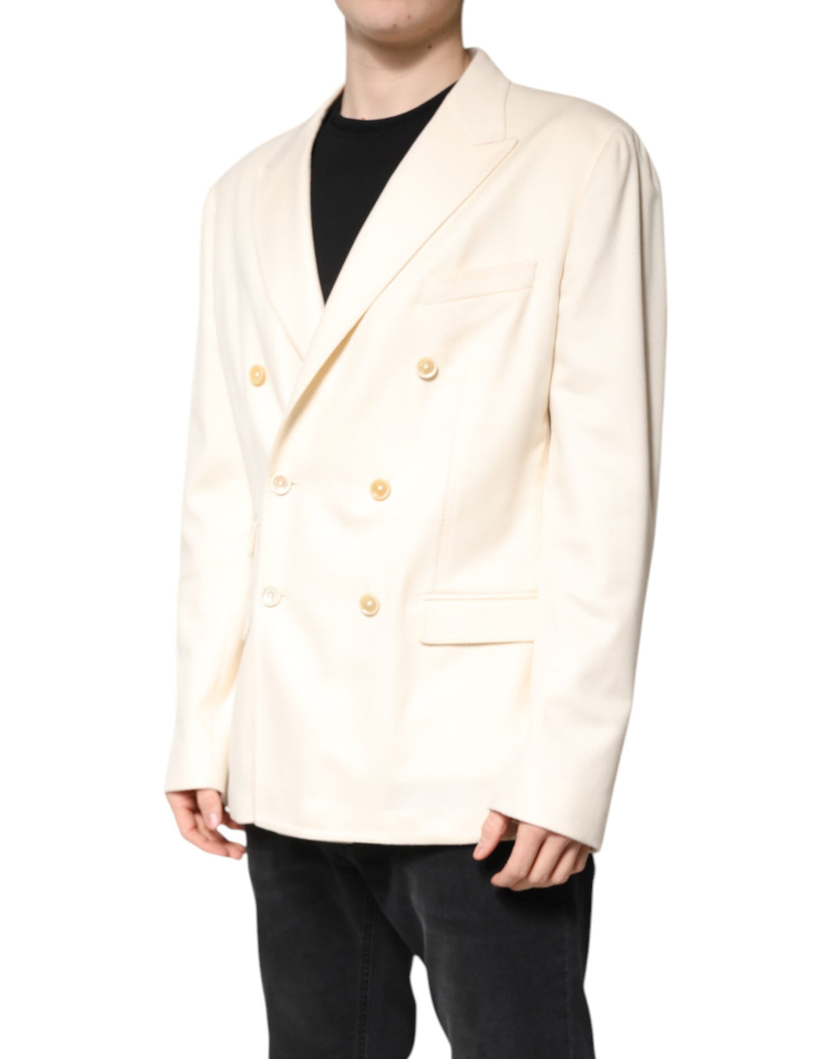 Dolce &amp; Gabbana, blazer beige en cachemire, à double boutonnage