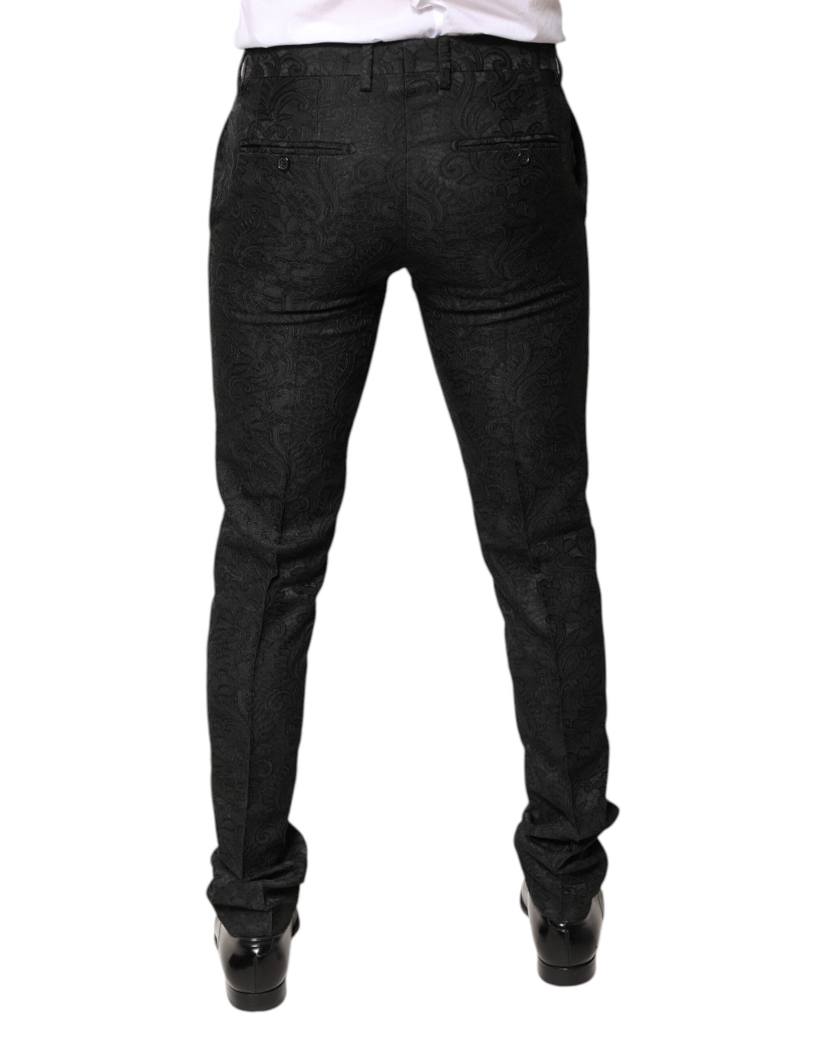 Pantalon-robe taille mi-hauteur en jacquard floral noir Dolce &amp; Gabbana
