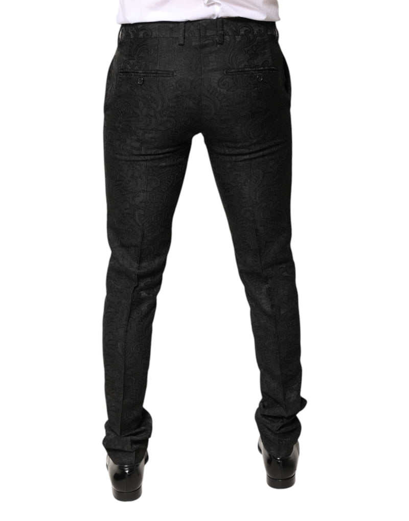 Pantalon-robe taille mi-hauteur en jacquard floral noir Dolce &amp; Gabbana