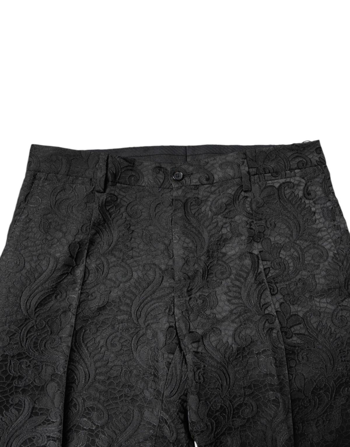 Pantalon-robe taille mi-hauteur en jacquard floral noir Dolce &amp; Gabbana