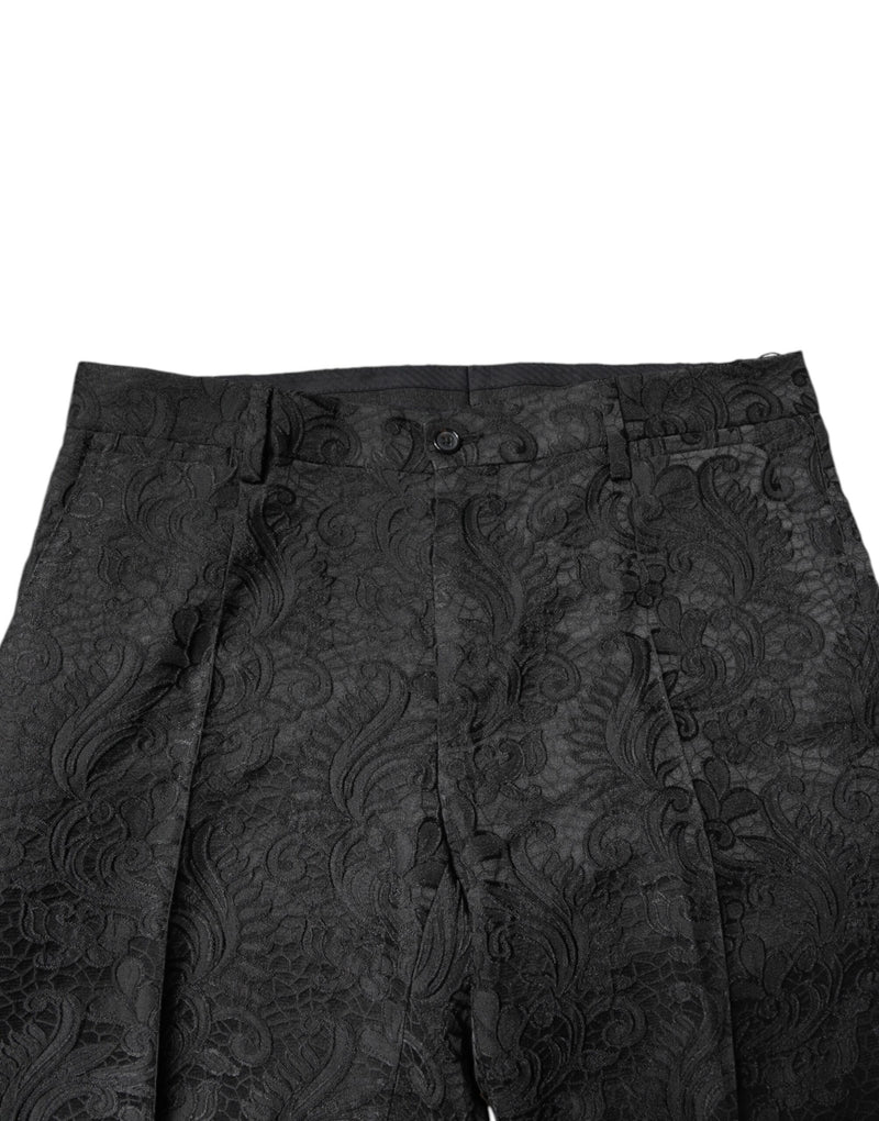 Pantalon-robe taille mi-hauteur en jacquard floral noir Dolce &amp; Gabbana