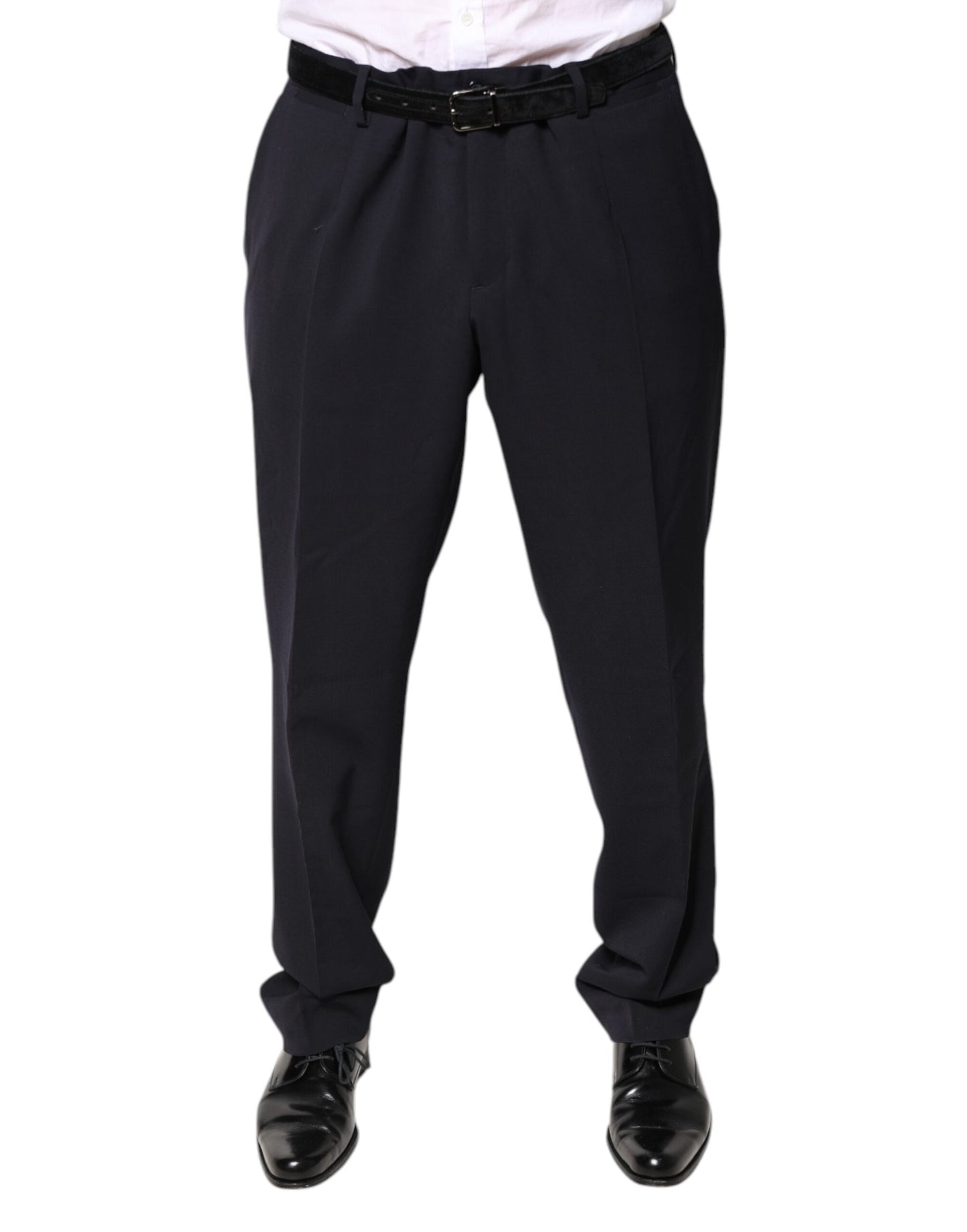 Dolce & Gabbana Black Wool Mid Waist Dress Pants