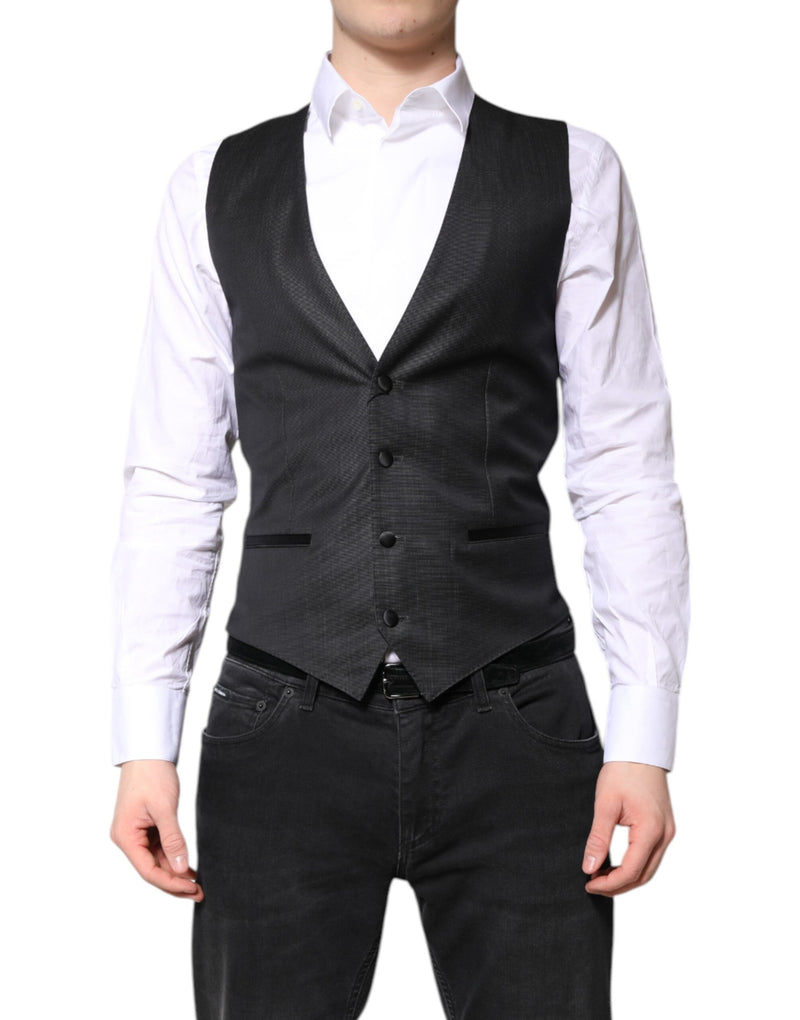 Dolce & Gabbana Black Wool Waistcoat - Elegant Formal Vest