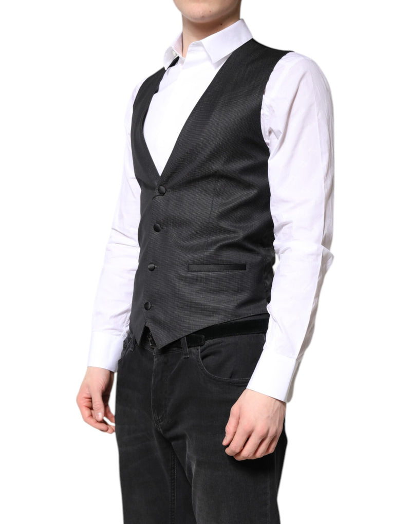 Dolce & Gabbana Black Wool Waistcoat - Elegant Formal Vest
