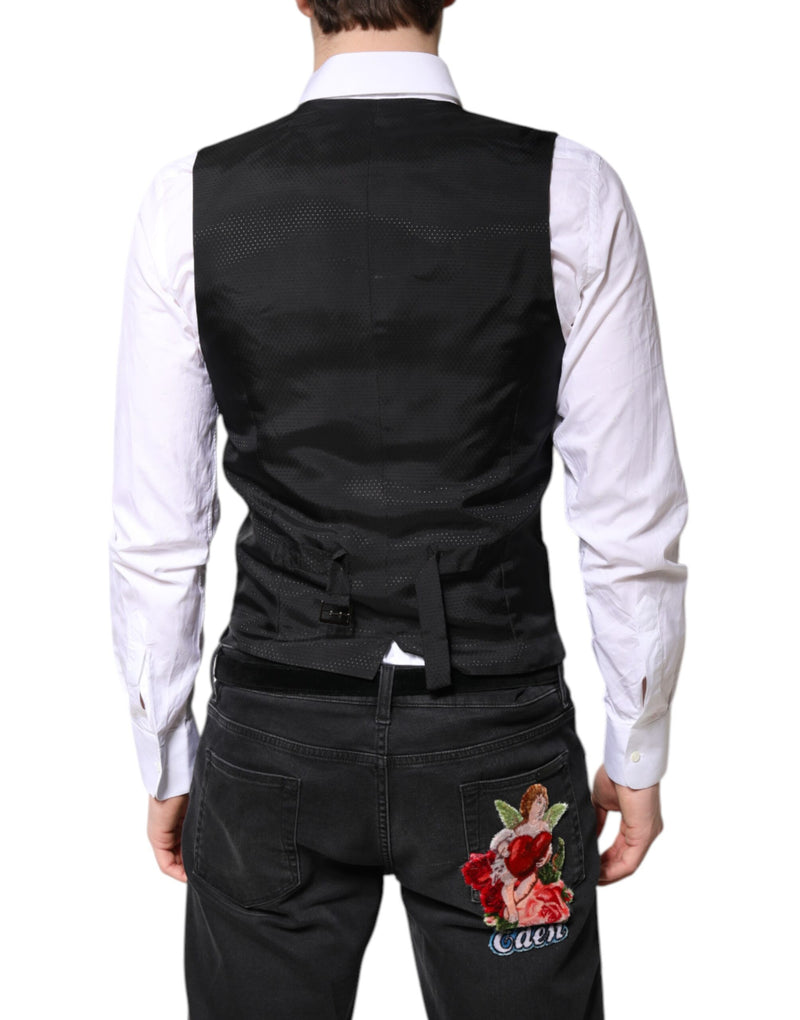 Dolce & Gabbana Black Wool Waistcoat - Elegant Formal Vest