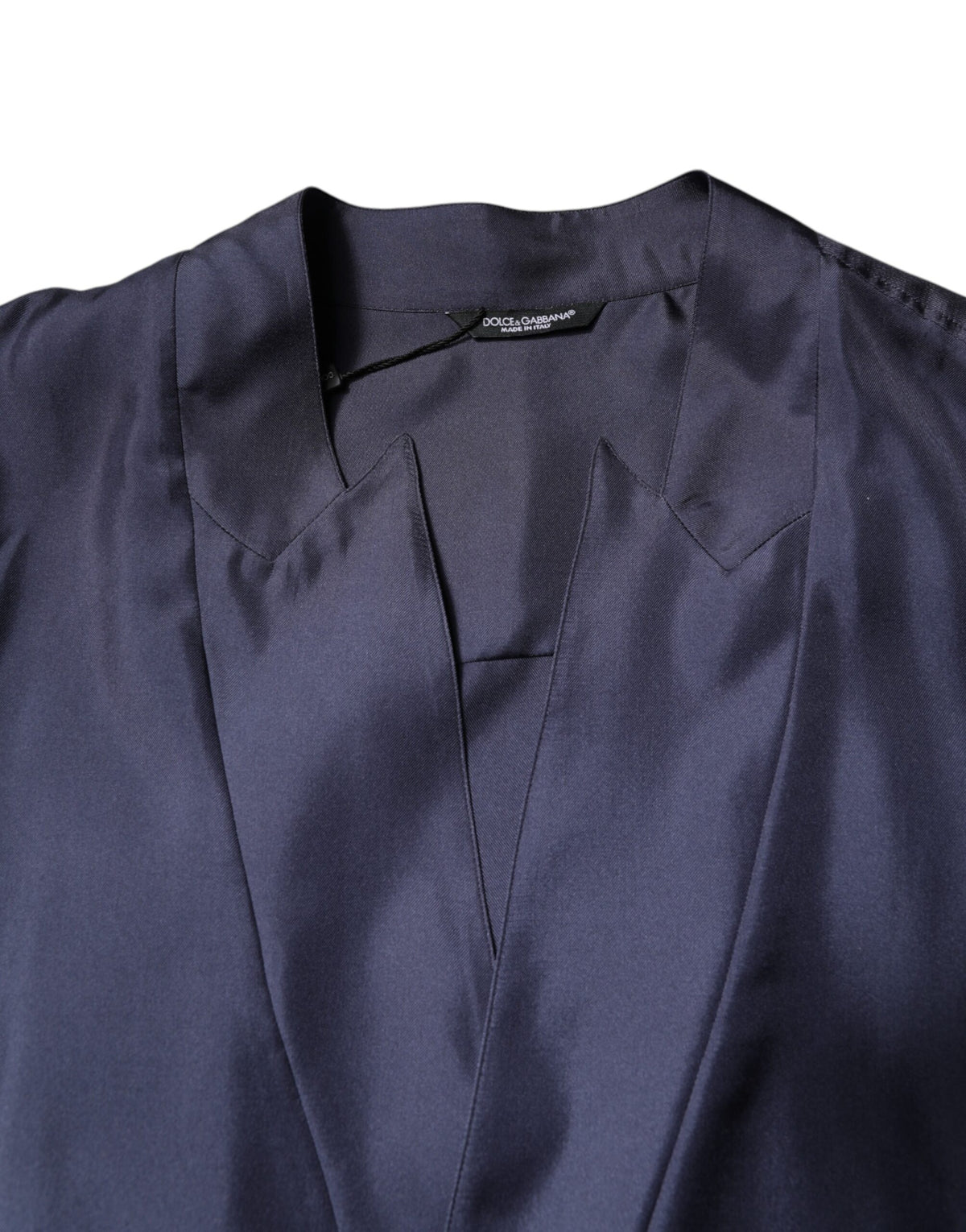 Chemise double boutonnage en soie bleu foncé de Dolce &amp; Gabbana