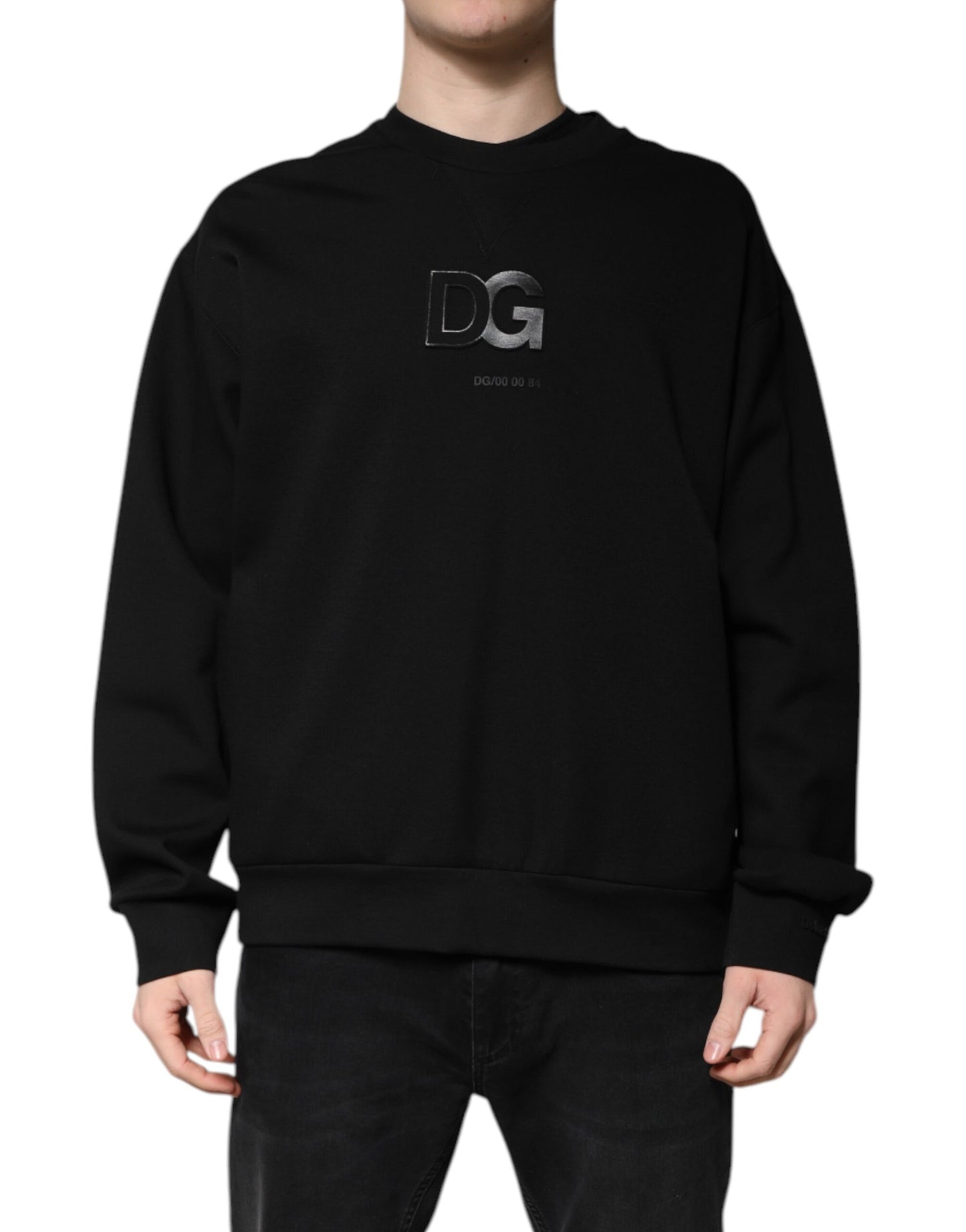 Dolce &amp; Gabbana Zwarte Katoenen DG Crew Neck Pullevertrui
