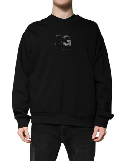 Dolce &amp; Gabbana Zwarte Katoenen DG Crew Neck Pullevertrui