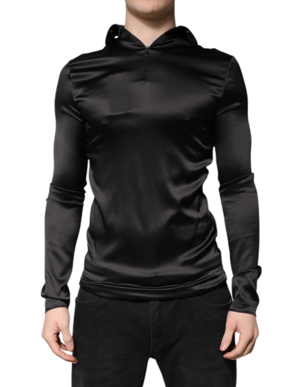 Pull en soie noir à col montant pour homme de Dolce &amp; Gabbana