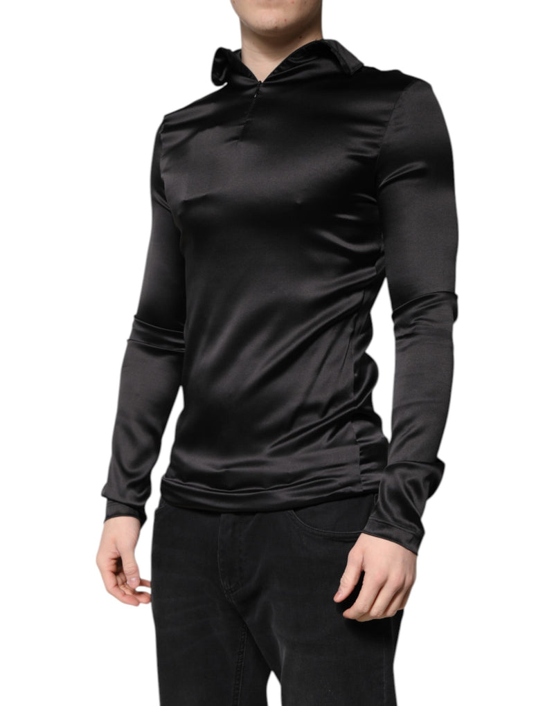 Pull en soie noir à col montant pour homme de Dolce &amp; Gabbana