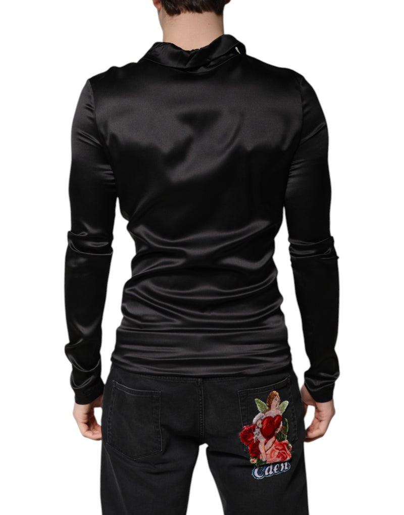 Pull en soie noir à col montant pour homme de Dolce &amp; Gabbana