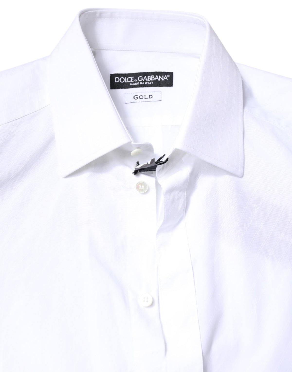 Robe formelle blanche en coton avec col doré de Dolce &amp; Gabbana