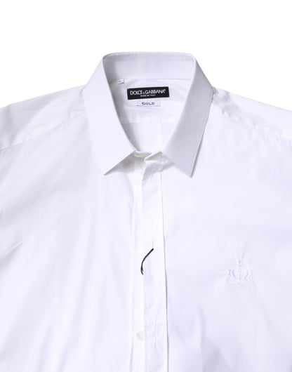 Dolce & Gabbana White Cotton GOLD Men Dress Formal Shirt