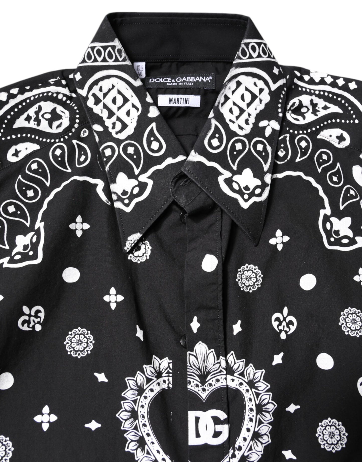 Dolce & Gabbana Black White Bandana MARTINI Casual Shirt