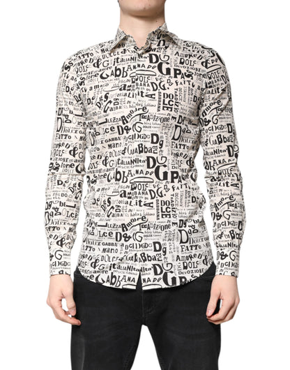 Chemise décontractée homme Dolce &amp; Gabbana, blanche et noire, logo MARTINI.