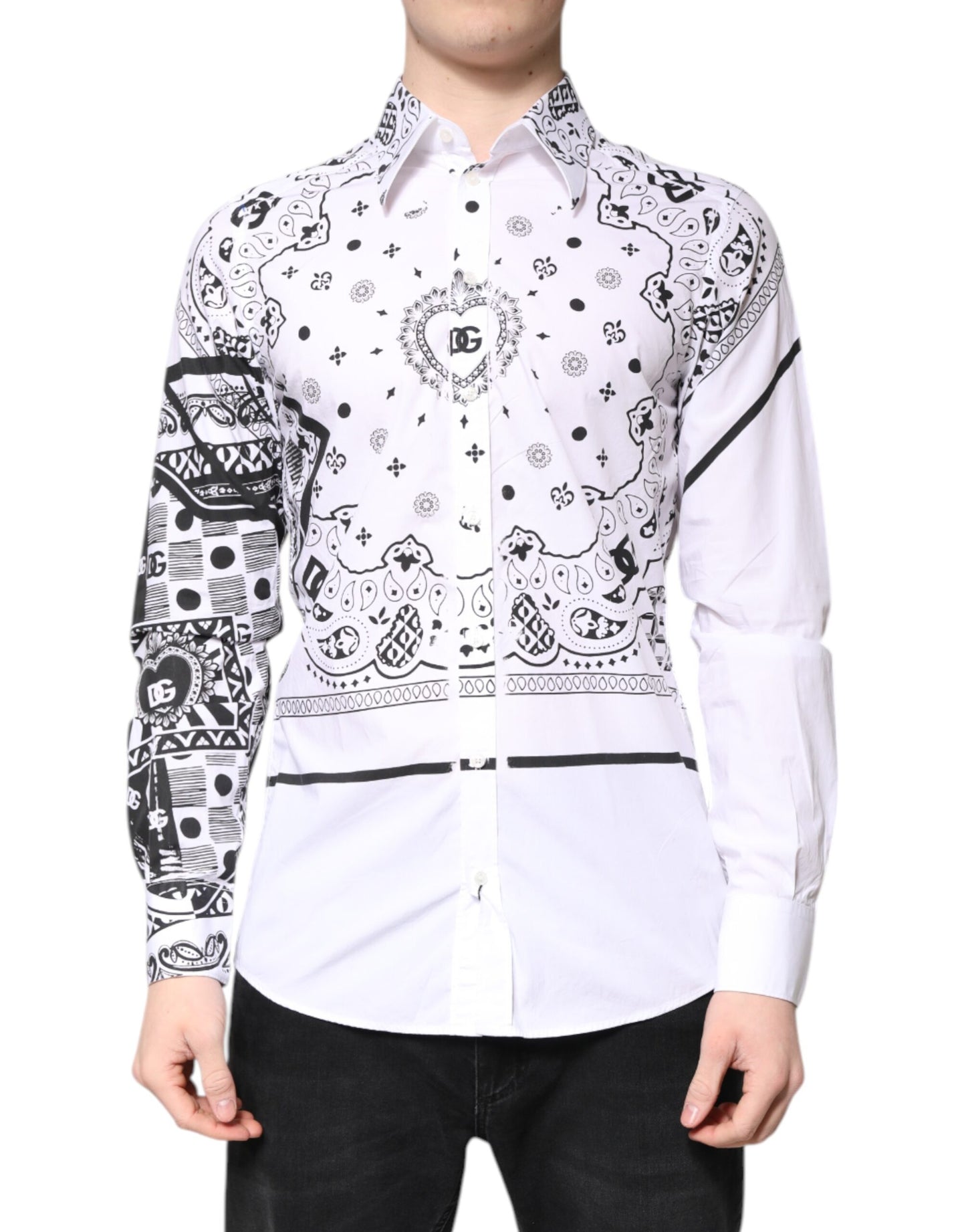 Dolce &amp; Gabbana wit-zwart bandana MARTINI heren overhemd