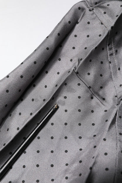 Dolce & Gabbana Gray Polka Dot Silk Long Sleeve Shirt