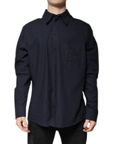 Chemise à manches longues en coton bleu foncé de Dolce &amp; Gabbana