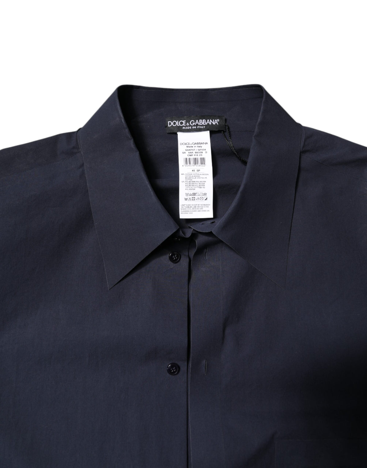 Chemise à manches longues en coton bleu foncé de Dolce &amp; Gabbana