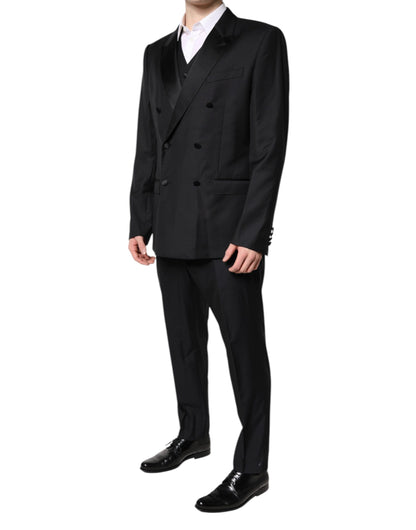 Dolce & Gabbana Black Double Breasted Formal 3 Piece Suit
