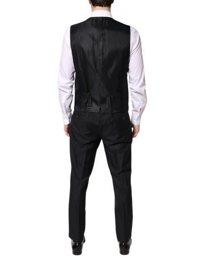 Dolce & Gabbana Black Double Breasted Formal 3 Piece Suit