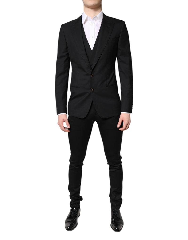 Dolce &amp; Gabbana Zwarte, Enkellaags, Formele Blazer met Vest