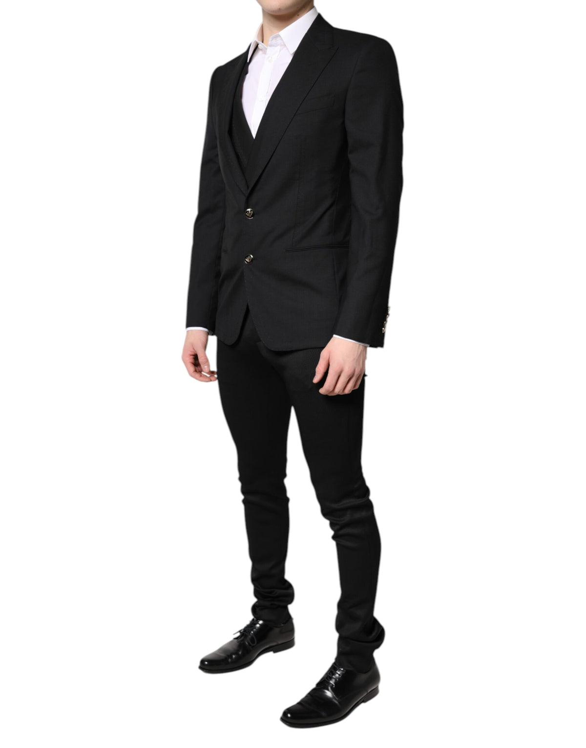 Dolce &amp; Gabbana Blazer formel noir à simple boutonnage avec gilet