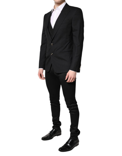 Dolce & Gabbana Black Single Breasted Formal Blazer with Vest