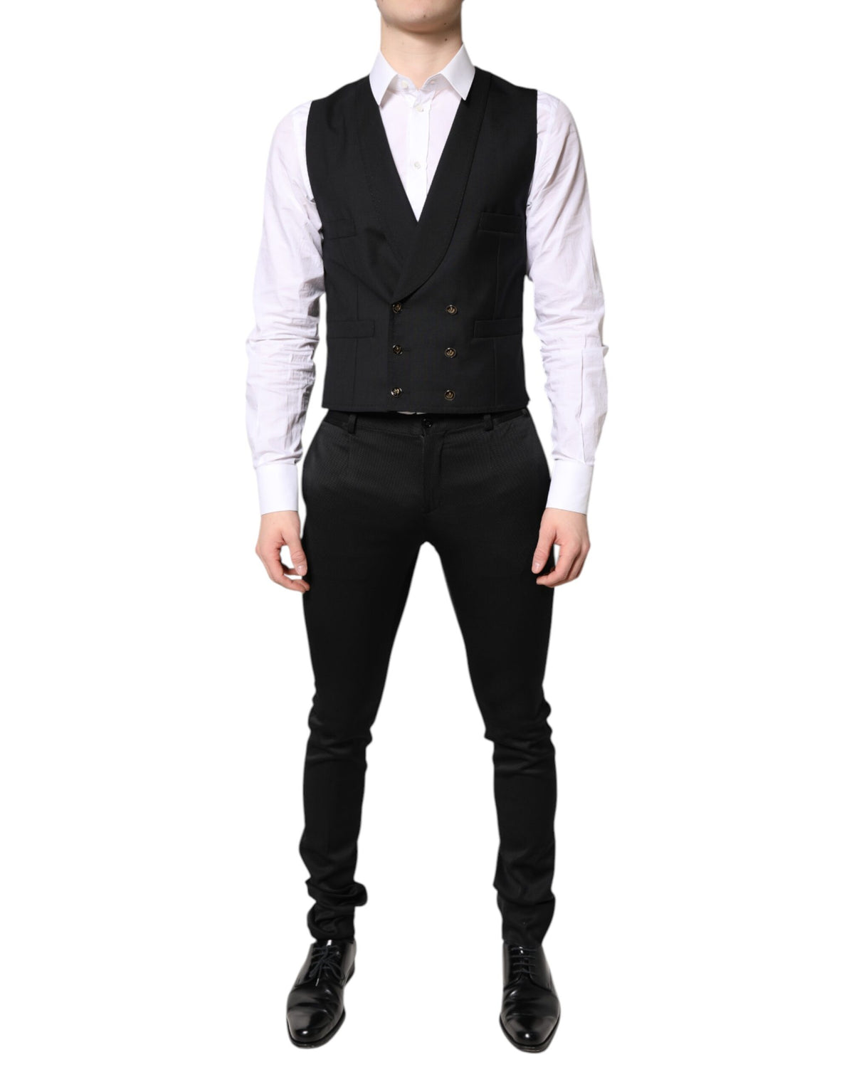 Dolce &amp; Gabbana Blazer formel noir à simple boutonnage avec gilet
