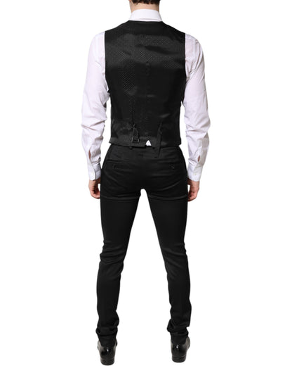 Dolce & Gabbana Black Single Breasted Formal Blazer with Vest