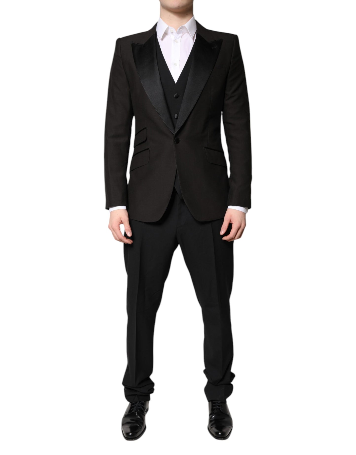Dolce & Gabbana Black Single Breasted Formal 3 Piece Suit