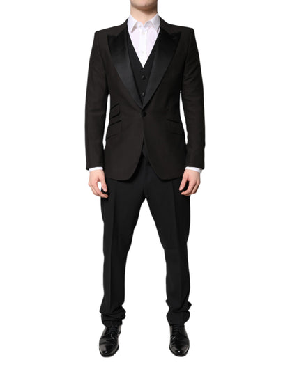 Dolce & Gabbana Black Single Breasted Formal 3 Piece Suit
