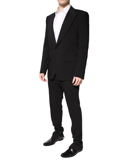 Dolce & Gabbana Black Cotton Single Breasted 2 Piece Suit