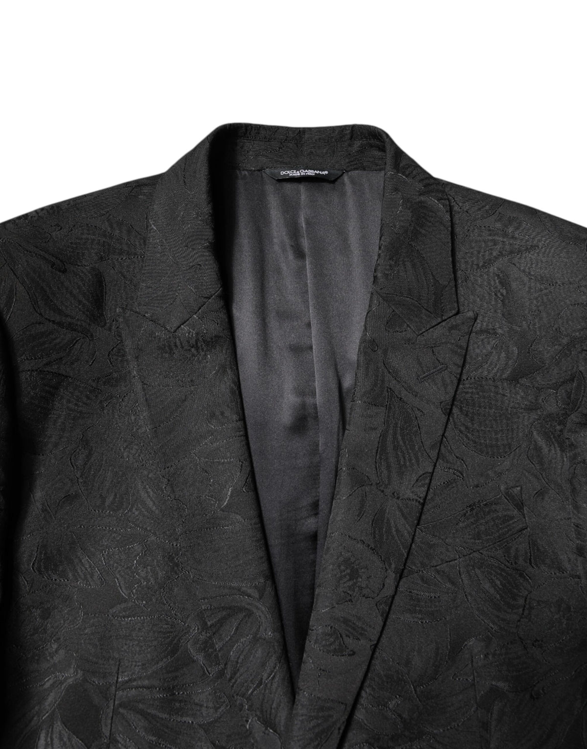 Dolce & Gabbana Black Floral Jacquard Slim Fit 2 Piece Suit