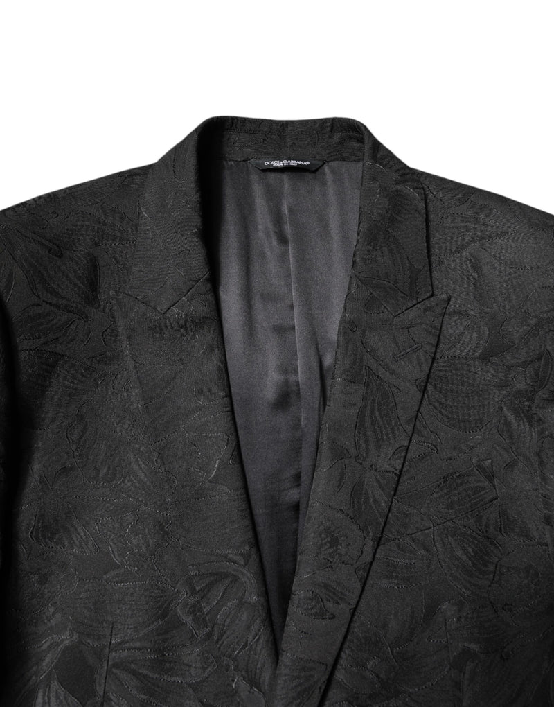 Dolce & Gabbana Black Floral Jacquard Slim Fit 2 Piece Suit