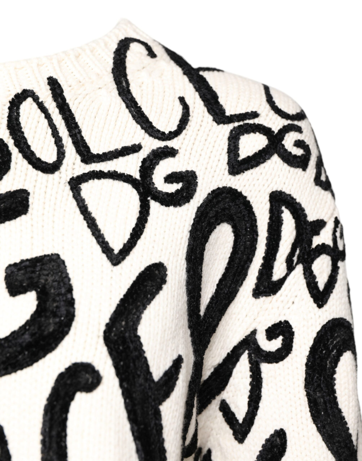 Dolce & Gabbana Pull Femme Imprimé Logo Noir et Blanc