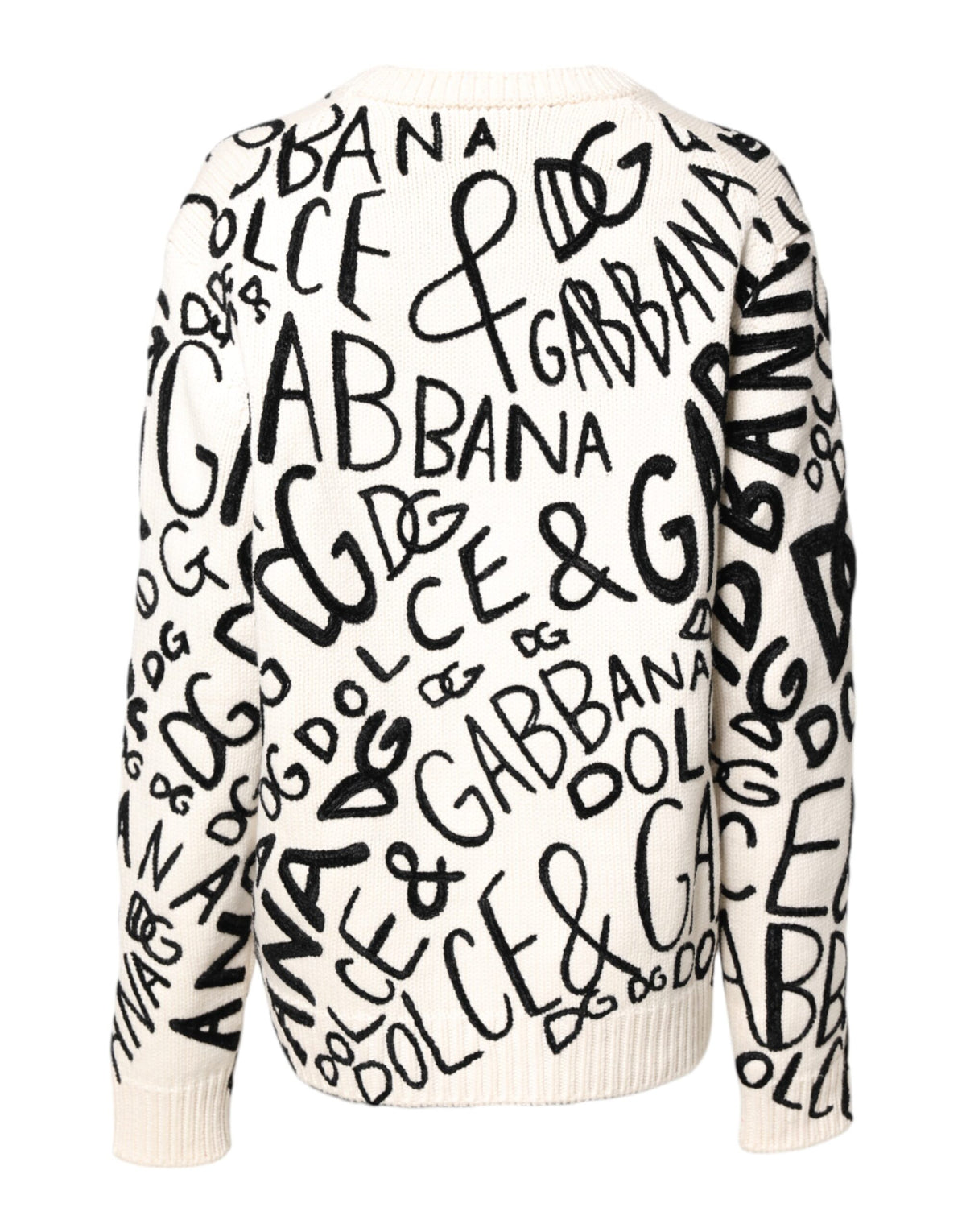 Dolce & Gabbana Pull Femme Imprimé Logo Noir et Blanc