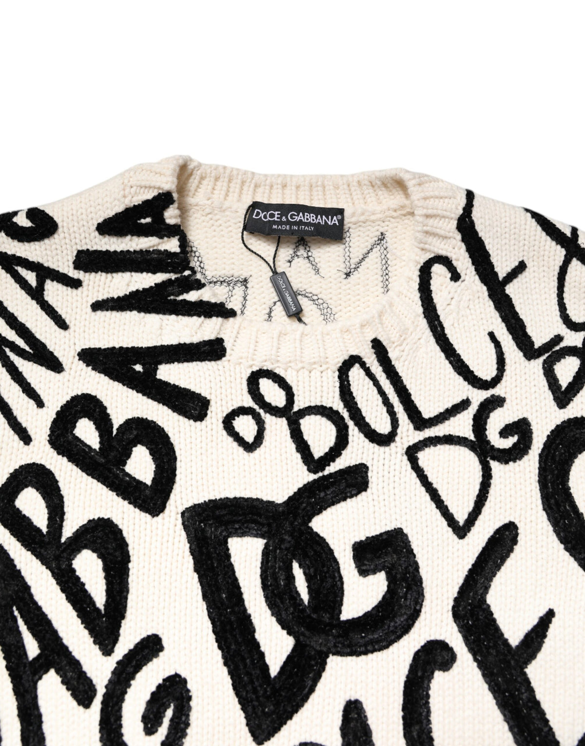 Dolce & Gabbana Pull Femme Imprimé Logo Noir et Blanc