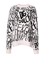 Dolce & Gabbana Pull Femme Blanc Noir avec Imprimé Logo