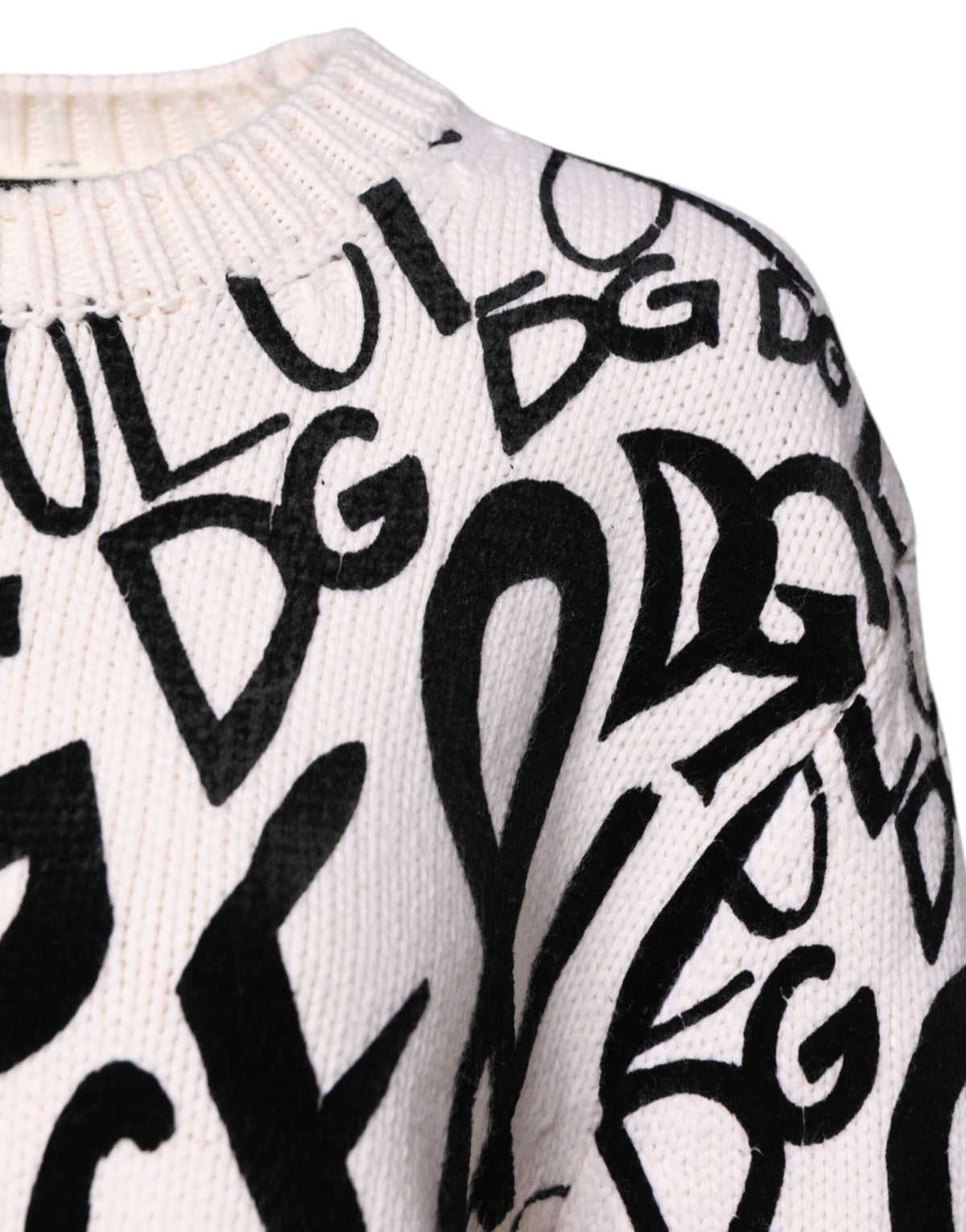 Dolce & Gabbana Pull Femme Blanc Noir avec Imprimé Logo