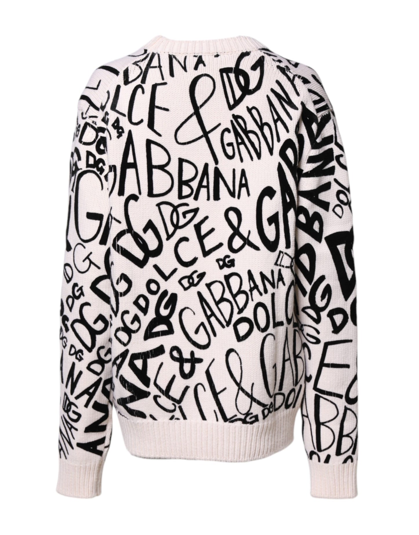 Dolce & Gabbana Witte en Zwarte Logo Print Dames Pullevertrui