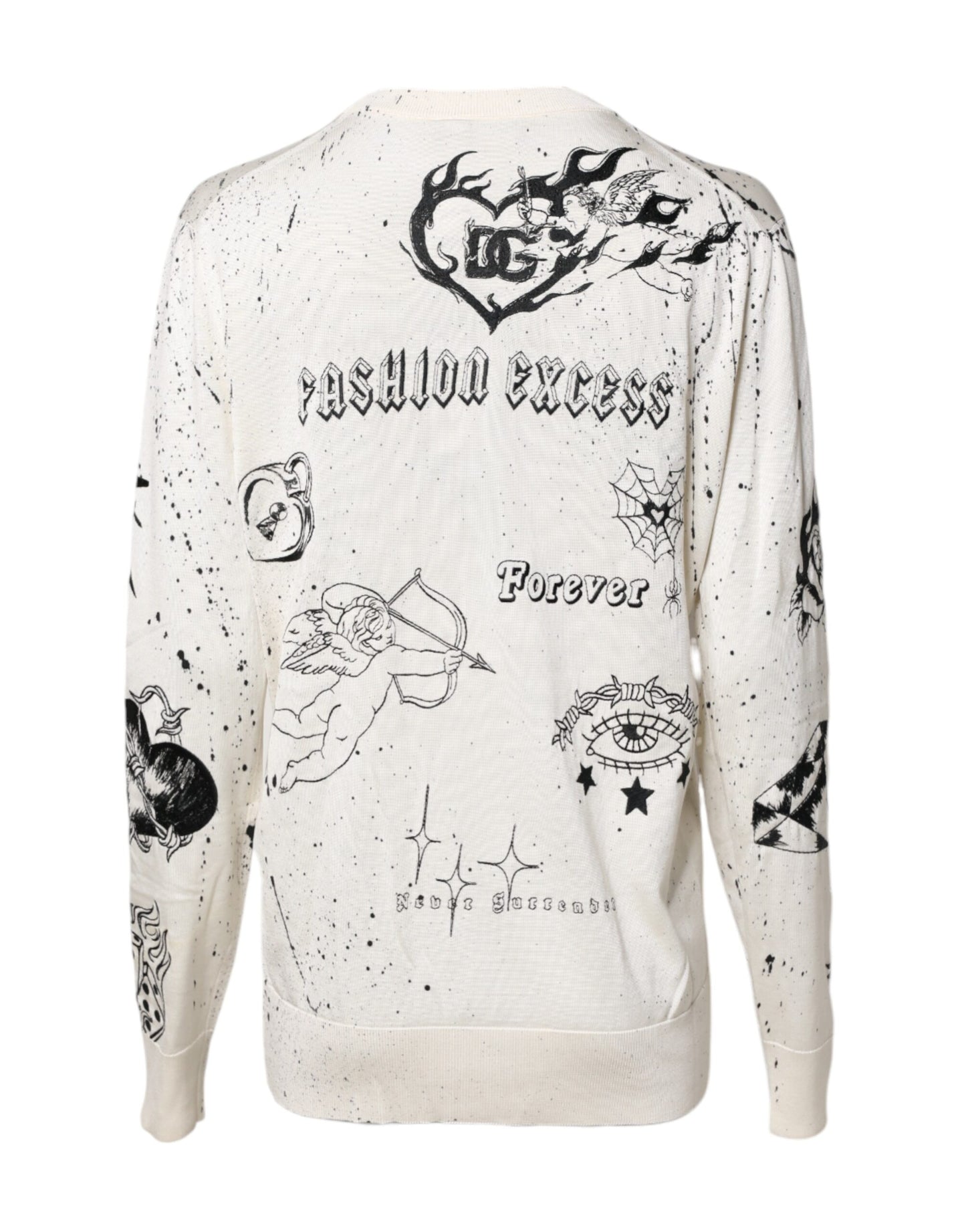 Dolce & Gabbana Witte Pullover Sweater met Angel Print en Logo