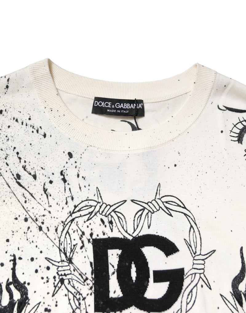 Dolce & Gabbana White Logo Angel Print Women Pullover Sweater